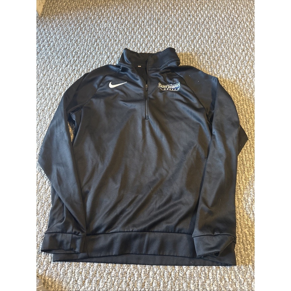 Nike St Joes Of Maine 1/4 Zip Pullover Dri Fit Men's Medium Long‎ Sleeve Black